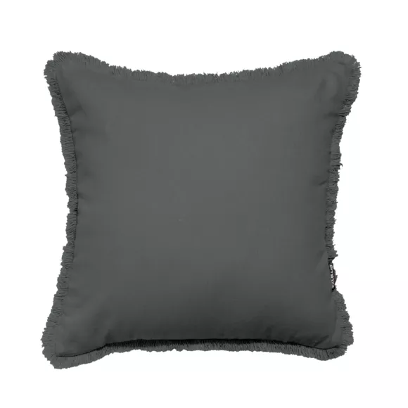 Cuscino quadrato in cotone (45 x 45 cm) Pixel frange Grigio antracite