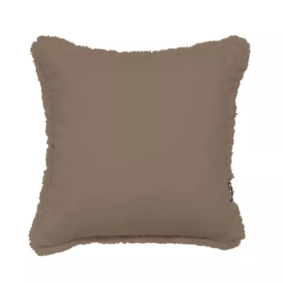 Cuscino quadrato in cotone (45 x 45 cm) Pixel con frange Taupe