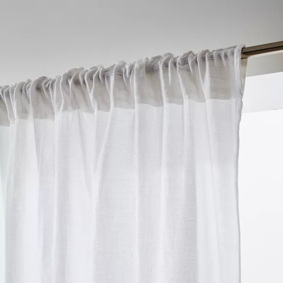 Cortina de gasa de algodón cinta fruncidora (140 x 240 cm) Gaïa Blanco chantilly