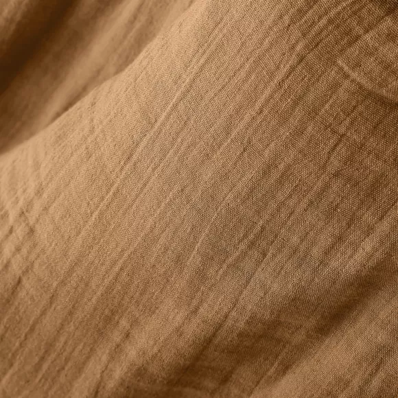Rideau gaze de coton ajustable (280 x max 300 cm) Gaïa Camel