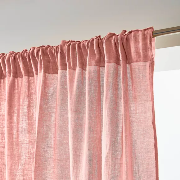 Cortina de gasa de algodón cinta fruncidora (140 x 240 cm) Gaïa Rosa durazno