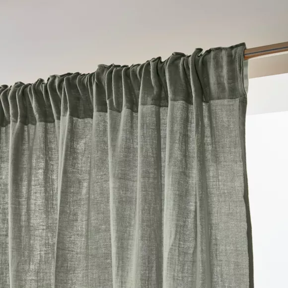 Tenda in  garza di cotone a passanti nascosti (180 x 240 cm) Gaïa Verde rosmarino