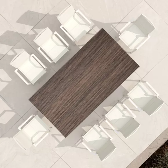 Mesa de jardín en aluminio/HPL 10 lugares (220 x 115 cm) Biarritz - Efecto madera/Blanco