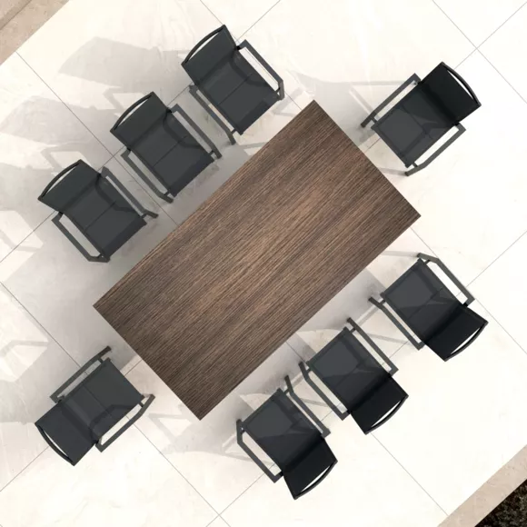 Mesa de jardín en aluminio/HPL 10 lugares (220 x 115 cm) Biarritz - Efecto madera/Gris antracita