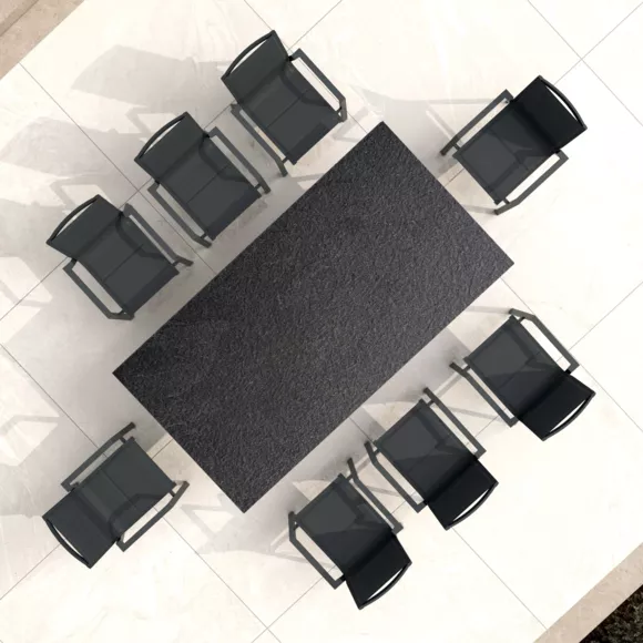 Tuintafel aluminium/HPL 10 zitplaatsen (220 x 115 cm) Biarritz - Stenen effect/Antraciet grijs