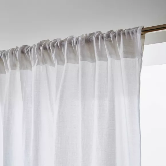 Rideau gaze de coton galon fronceur (140 x 240 cm) Gaïa Gris nuage