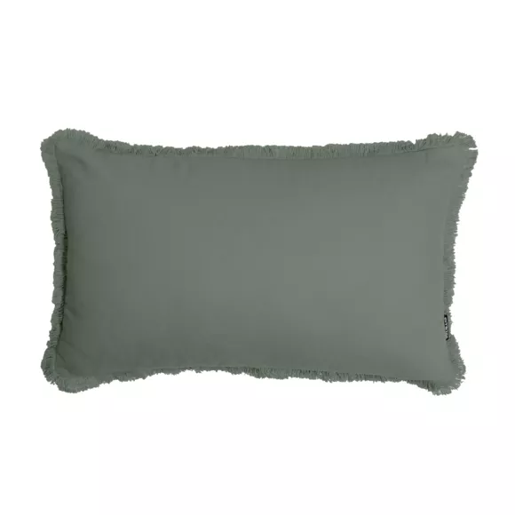 Coussin rectangulaire coton (40 x 60 cm) Pixel franges Vert kaki
