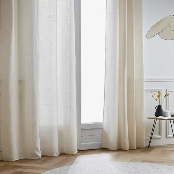 Visillo con efecto de lino y cinta fruncida (140 x 240 cm) Luca Beige