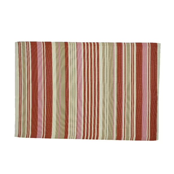 Tapis d'extérieur rectangulaire (180 x 120 cm) rayures Madrid - Terracotta