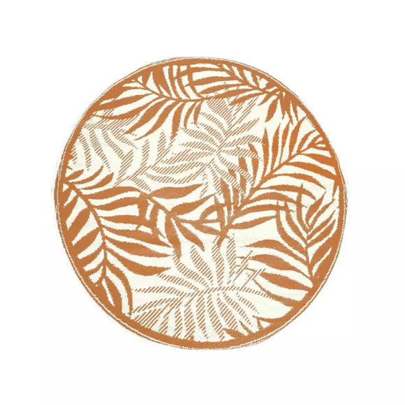 Tapis d'extérieur rond (D150 cm) Feuillage Marron