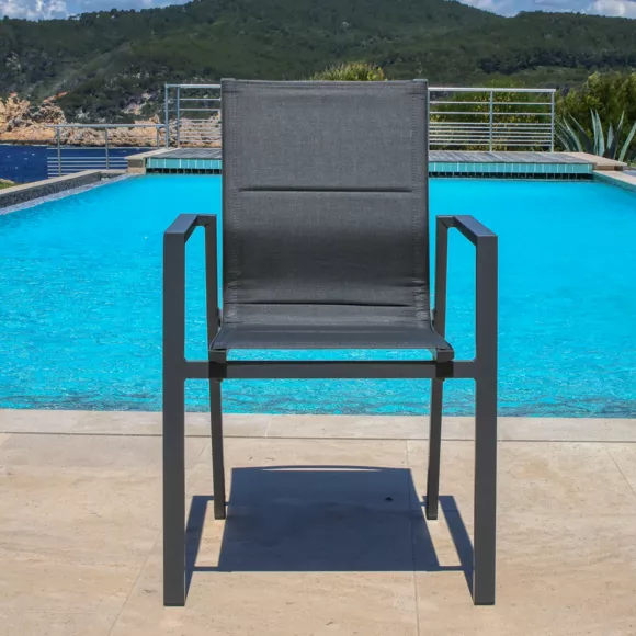 Sedia con braccioli da giardino impilabile alluminio Portofino - Grigio antracite