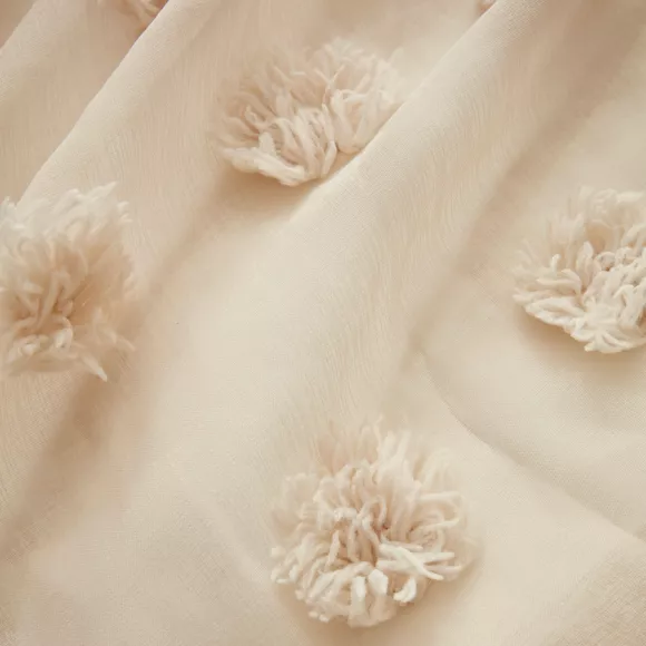Voilage oeillets pompons (140 x 240 cm) Suzie Beige
