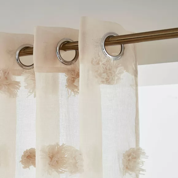 Voilage oeillets pompons (140 x 240 cm) Suzie Beige