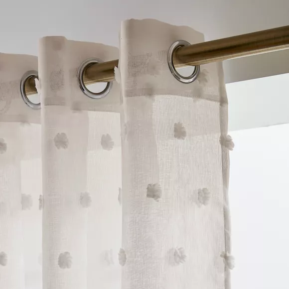 Visillo con pompones y ojales (280 x 240 cm) Emie Beige