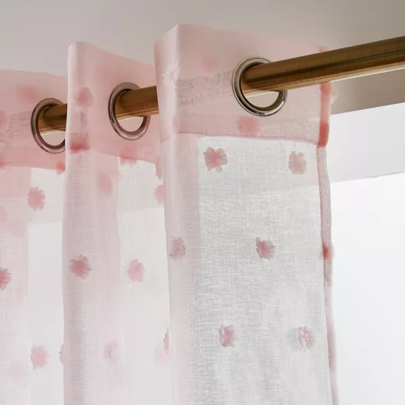 Voilage oeillets pompons (140 x 240 cm) Emie Rose
