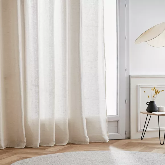Voilage galon fronceur effet lin (280 x 240 cm) Luca Beige