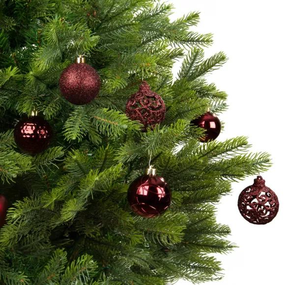 Set van 37 kerstballen (D60 mm) Alpine Mix Bordeaux
