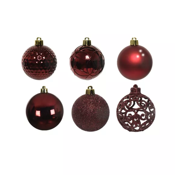 Lote de 37 bolas de Navidad (D60 mm) Alpine Mix Burdeos