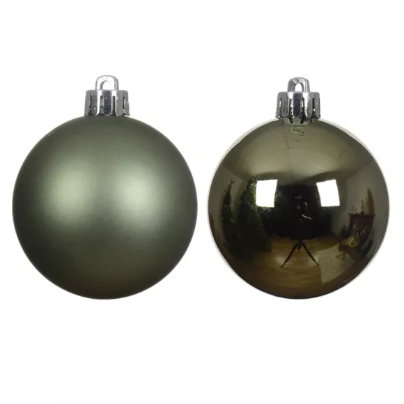 Lot de 6  Boules incassable brill- mat ALPINE dia8.00cm vert romarin