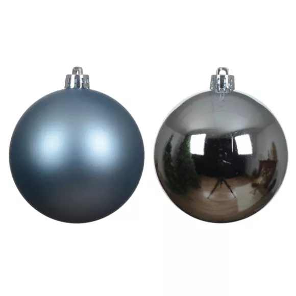 Lote de 6 bolas de Navidad (D80 mm) Azul Alpino Glacial