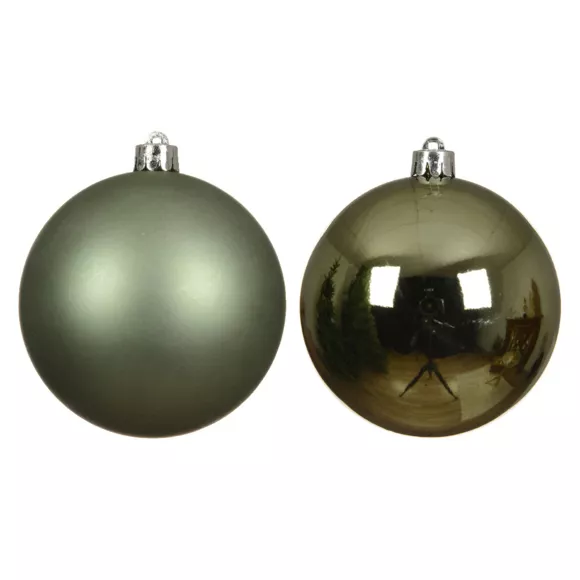 Lot de 4  Boules incassable brill- mat ALPINE dia10.00cm vert romarin