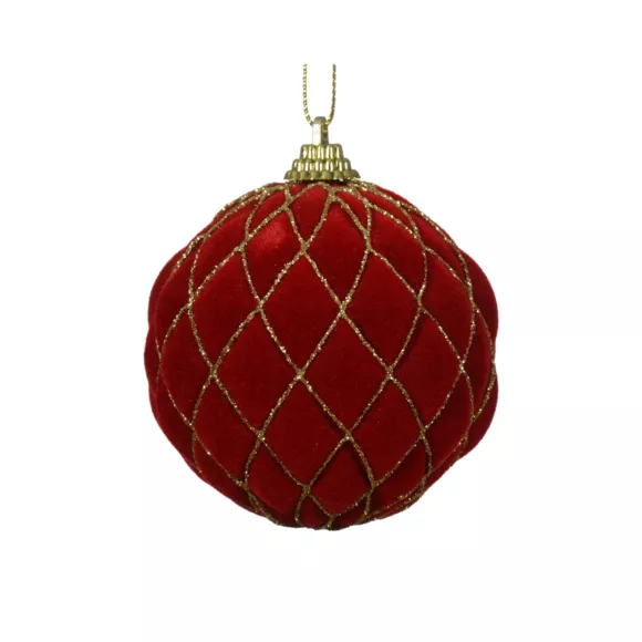 Lot de 12 boules de Noël (D80 mm) Buckingham Rouge et or