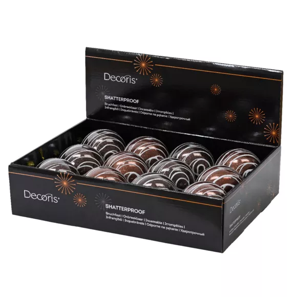 Set von 12 Weihnachtskugeln (D80 mm) Gourmandise Schokobraun