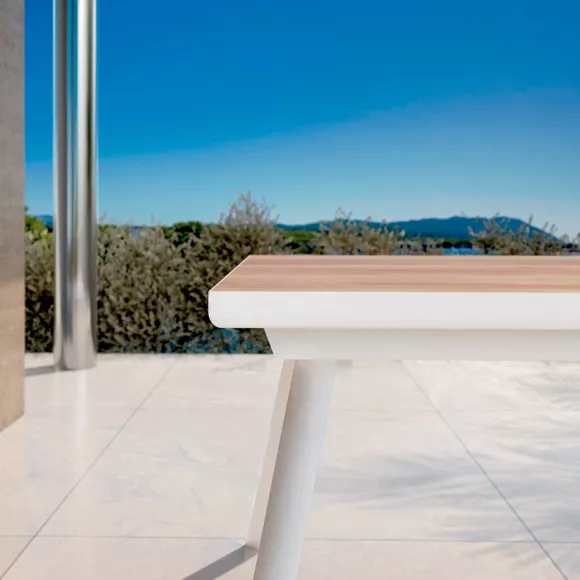 Mesa de jardín extensible en aluminio  10 lugares (260 x 96 cm) Amalfi - Blanco