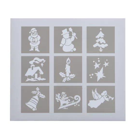 9er Set Sprühschablonen mit Weihnachtsmotiven