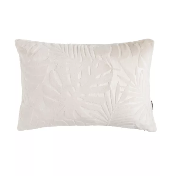 Coussin rectangulaire flanelle (40 x 60 cm) Flore Ecru