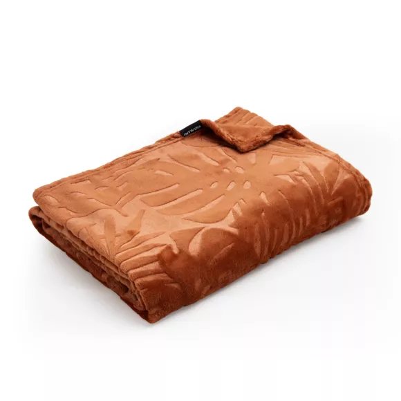 Manta suave en franela (130 x 180 cm) Flore Cobre