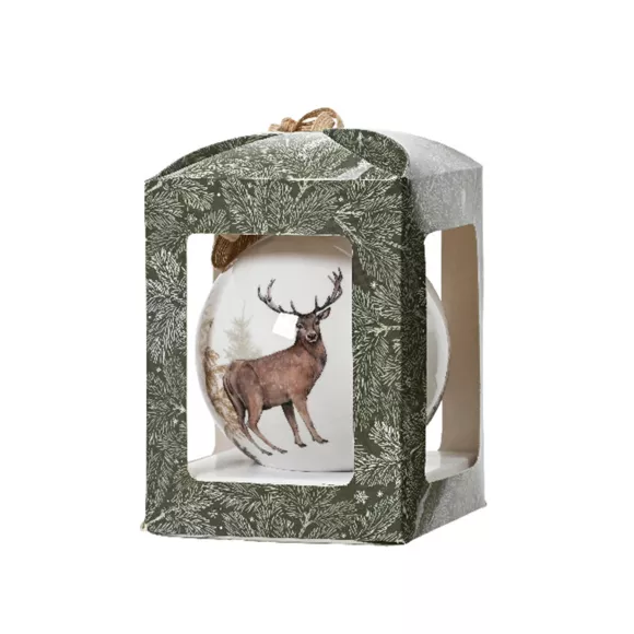 Kerstbal (D100 mm) Wild hert en Natuurlijke knoop