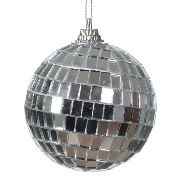 Lote de 24 bolas de Navidad (D60 mm) Disco faceta Plata