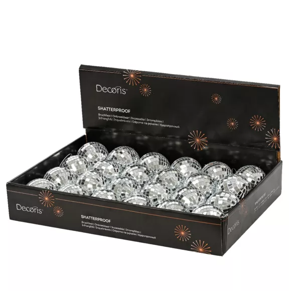  Lot de 32 boules de Noël (D60 mm) Disco facette Argent