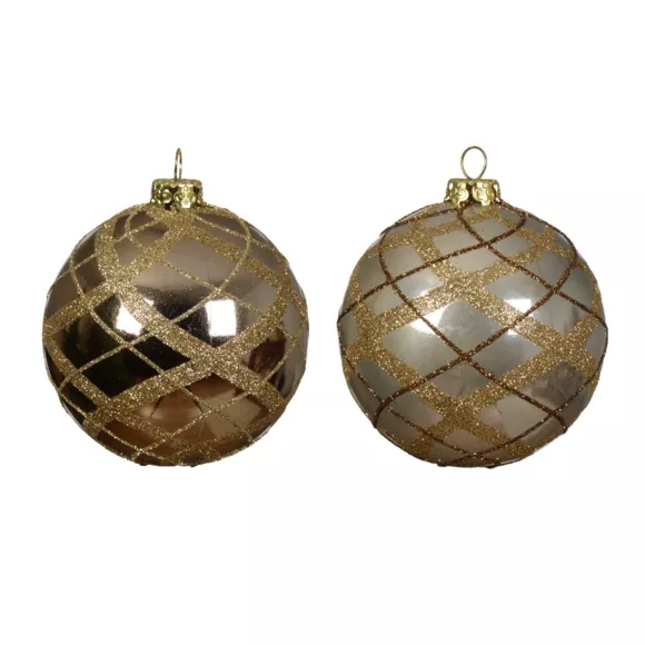 Lote de 12 bolas de Navidad (D80 mm) Magia brillante Nuez de pacana