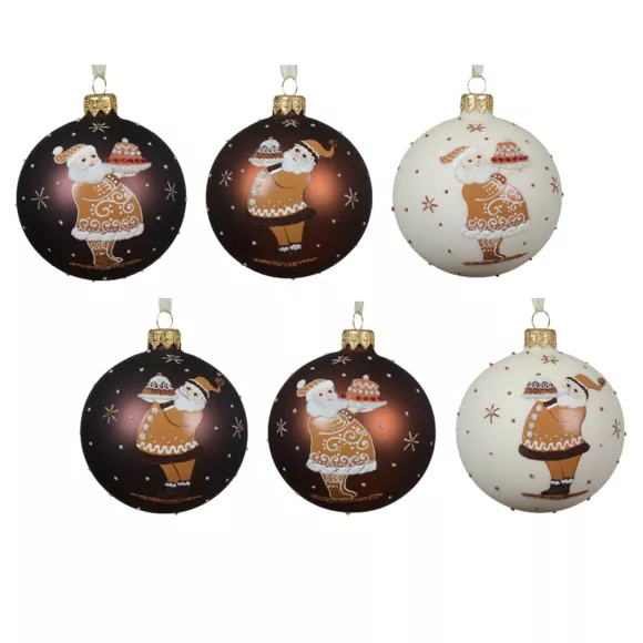 Lote de 6 bolas de Navidad de vidrio (D80 mm) Papá Noel Goloso