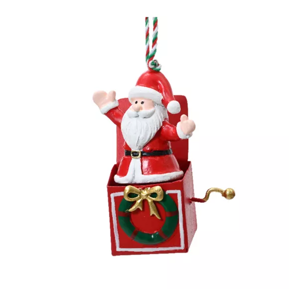 Papá Noel para colgar (H9 cm) Caja de música Roja