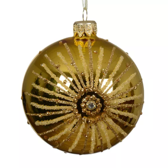 Lot de 6 boules de Noël en verre (D80 mm) Feux d'artifice Or clair