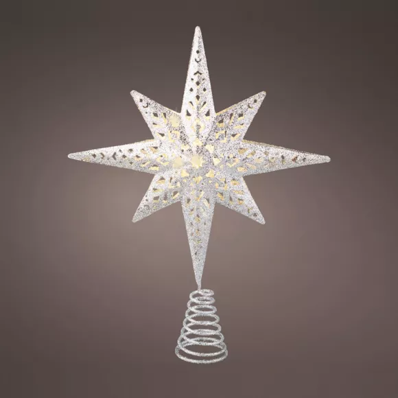 Cimier de sapin lumineux 10 LED Crystal Or/Blanc chaud