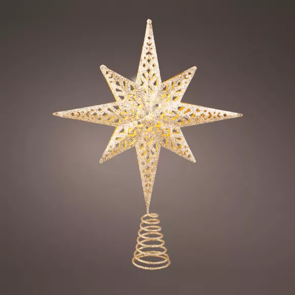 Copa para árbol luminosa 10 LED Crystal Oro/Blanco cálido