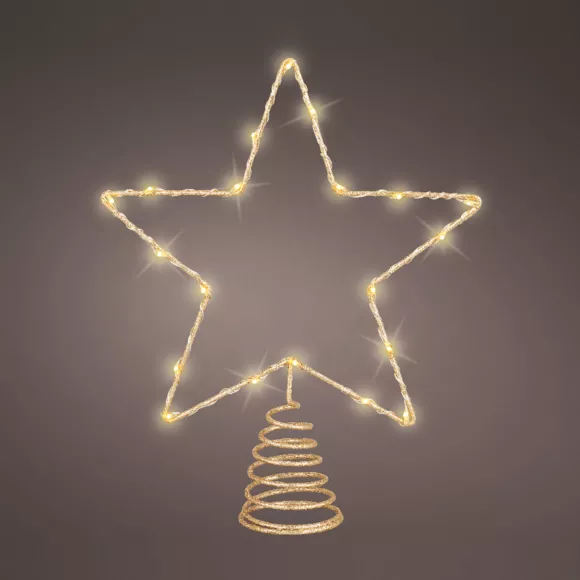 Cimier de sapin lumineux 20 LED Étoile filante Or/Blanc chaud 