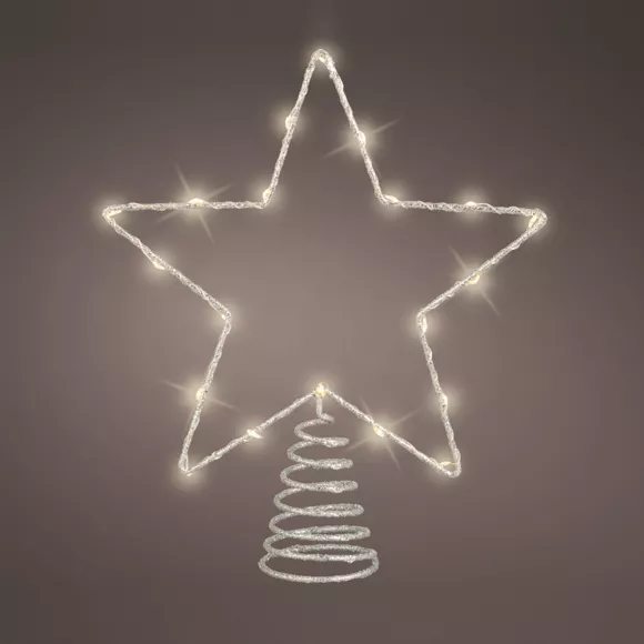 Copa para árbol luminosa 20 LED Estrella fugaz Plata/Blanco cálido