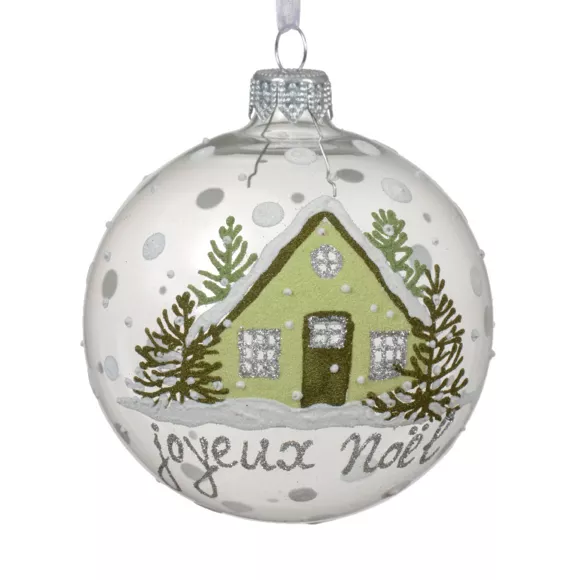 Lot de 6 boules de Noël en verre (D80 mm) Joyeux Noël Transparent