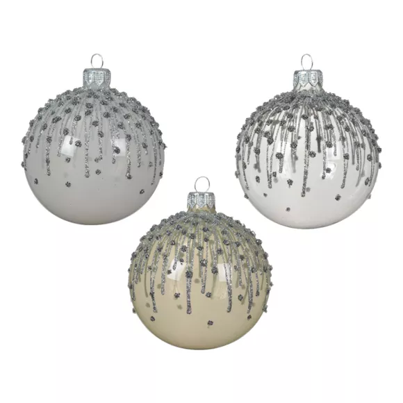 Set van 6 kerstballen van glas (D80 mm) Winter Wit Gevroren
