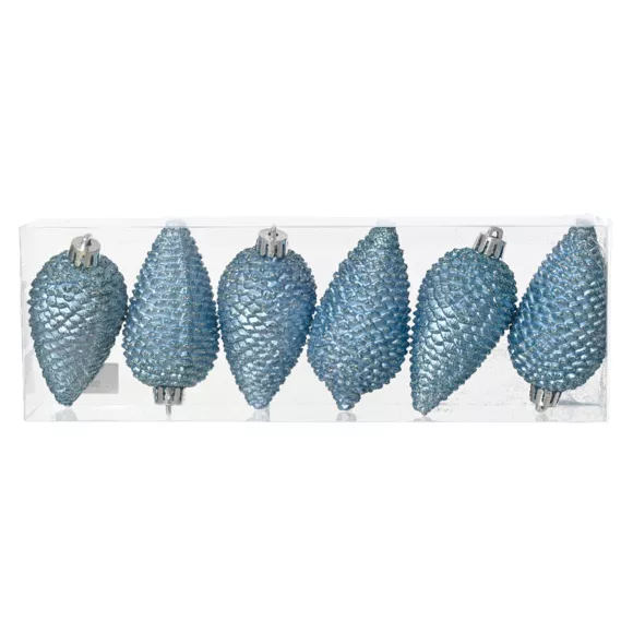 Lote de 6 piñas para colgar (H8 cm) Alpine Azul glaciar