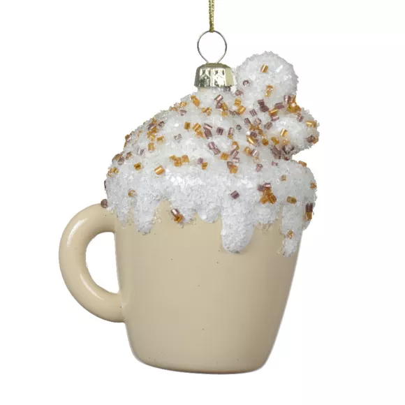 Taza de café para colgar (H9 cm) Irrompible y con purpurina Crema