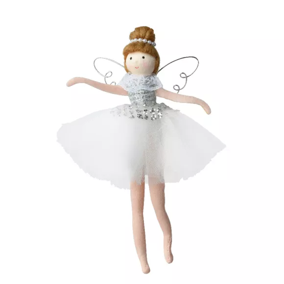 Kerstengel om op te hangen (H20 cm) Ballerina danseres Zilver