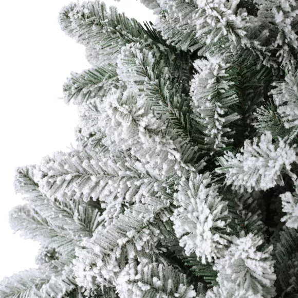 Verlichte kunstkerstboom 320 LED H210 cm King Groen besneeuwd