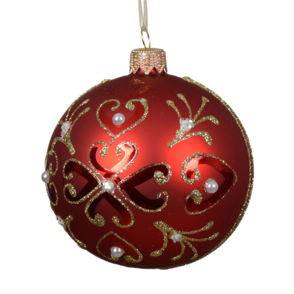 Set van 6 kerstballen in glas (D80 mm) Barok Rood