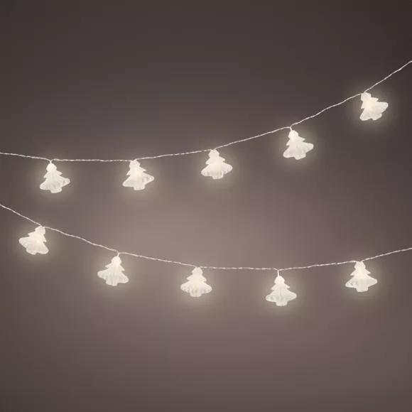 Guirlande lumineuse à piles 10 LED (2,25 m) Sapins en papier Blanc chaud